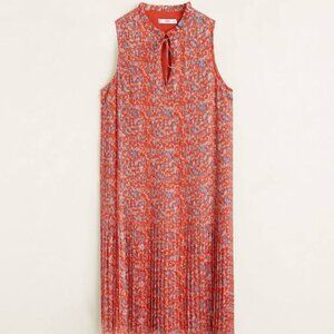 NWT MANGO Printed Pleated Red Dress size S / 4